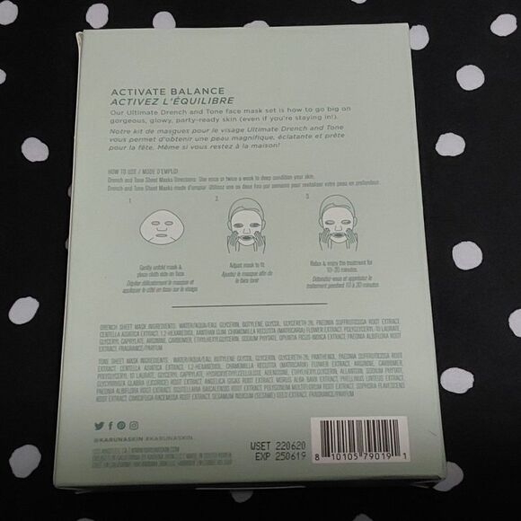 Karuna Vegan Drench and Tone Duo 4 Piece Sheet Mask Set - Picture 2 of 7